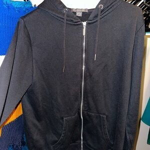 Black Primark Zip-Up Hooded Sweater, Size M.